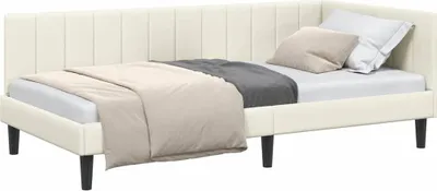 Obrázok produktu pre Rohový rám postele s čelom krémový 90 cm x 200 cm látka