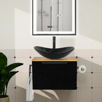 Produktbild von Badmöbel Set 2-teilig Waschbecken mit Unterschrank 60 cm Sternenhimmelfarbe hängend Gäste WC Waschplatz