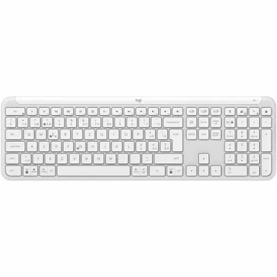 Produktbild von Logitech Signature Slim K950, Volle Größe (100%), Kabellos, RF Wireless + Bluetooth, Scherenschalter, QWERTZ, Weiß