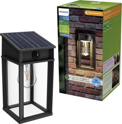 Produktbild von Philips Led Geri Solar Außenwandleuchte Lampe Bewegungsmelder Led 3.2 W Schwarz