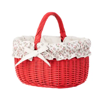 Image de Panier à provisions / panier cadeau en osier rouge 42x34 H23/36
