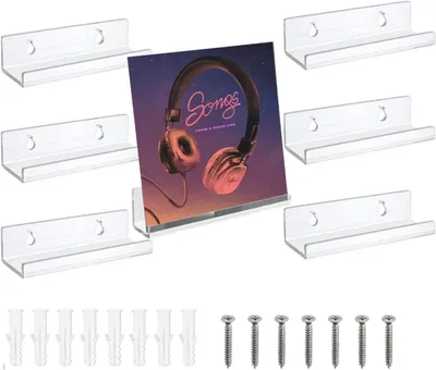 Image de Supports muraux en acrylique, transparents, lot de 6, dimensions 10 x 3,5 x 3 cm, pour fixation au mur