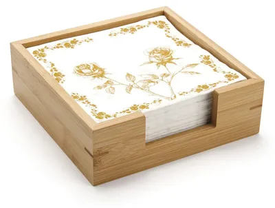 Serviettenhalter aus Bambus, quadratisch, 19x19x6,5 cm