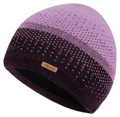 Imagen del producto de Gorro de lana merino para niños TROLLKIDS, con forro de polar, color violeta, talla 52-56 cm