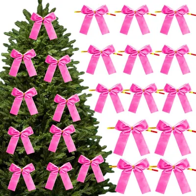 Immagine prodotto di 24 pezzi di decorazioni natalizie in velluto, ornamenti a fiocco in velluto per l'albero di Natale, per uso interno, Natale, casa, decorazioni eleganti