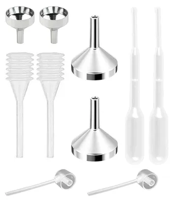 Obrázek produktu pro Mini sada trychtýřů, hliník a plast, 10 kusů, vhodná pro malé lahve