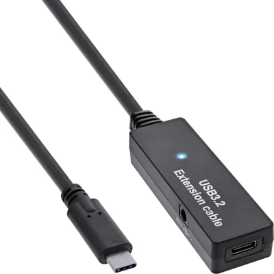 Produktbild von InLine® USB 3.2 Gen.1 Aktiv-Verlängerung, USB-C Stecker an USB-C Buchse, 5m