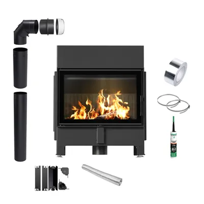 Produktbild von Kamin KRATKI ZIBI ECO 9,9 kW Ø 180 mit schwarzer Verkleidung