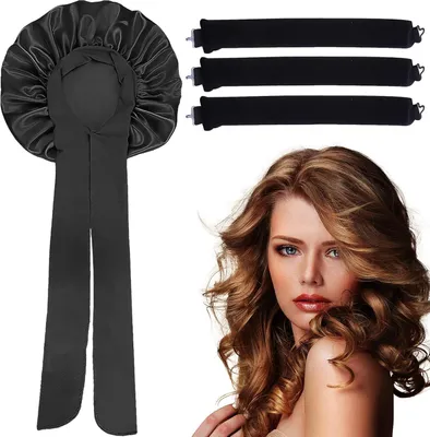 Produktbild von Hitzefreie Lockenwickler Set, 3-teilig, mit Satin Schlafhaube, für alle Haartypen