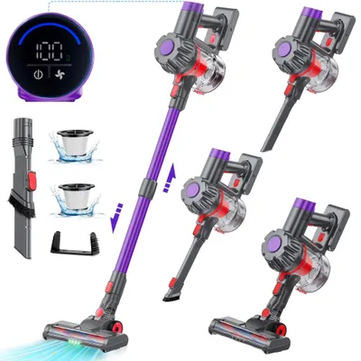 Produktbild von Akku Staubsauger, 38000PA Staubsauger Kabellos, Handstaubsauge, 450W Akkustaubsauger, 2500 mAh, Bis zu 50 Min Laufzeit, mit Anti-Verhedderung-Bürste