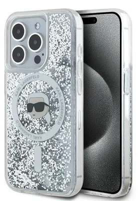 Immagine prodotto di Karl Lagerfeld Klhmp15Xlgkisgh Custodia rigida per Iphone15 Pro Max 6.7 Trasparente Glitter Liquido Karl Head Magsafe