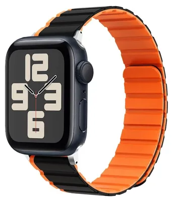 Image de Pour Apple Watch SE 2023 44 mm : bracelet en silicone magnétique bicolore orange