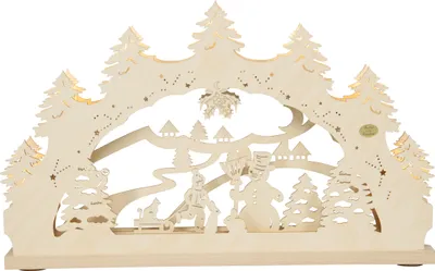 Produktbild von SAICO 3D - Lichterbogen mit Wechselmotiv "Winterwald" - weihnachtliche Dekoration aus dem Erzgebirge - mit LED Beleuchtung - LB2261-23