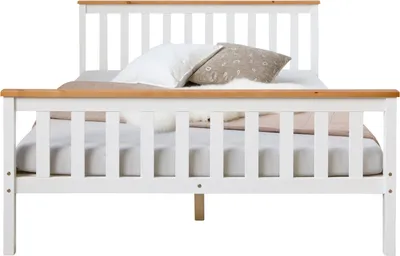 Obrázok produktu pre Homestyle4u drevená posteľ 140x200 biela manželská posteľ s lamelovým roštom čelo a noha