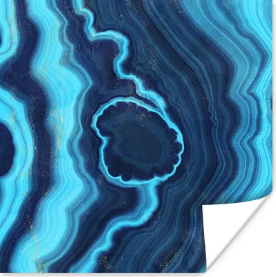 Produktbild von MuchoWow® Poster Achat - Neon - Blau - Edelstein 100x100 cm - Babyzimmer