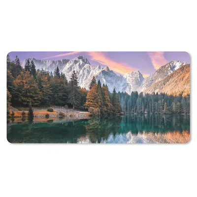 Produktbild von MuchoWow® Mauspad Mousepad Berg - Wald - Wasser - Himmel - Rosa - Lila 60x30 cm - Mousepads - Maus Mat - Pad - Mausunterlage - Nachhaltig