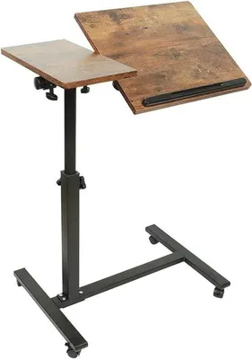 Productafbeelding van Laptop Bedtafel - Verrijdbaar Bureau - Comfortabel Werken - Inklapbaar & Verstelbaar - 60 x 34.5 cm - Bruin