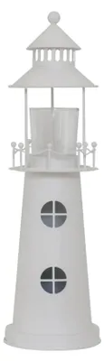 Produktbild von Leuchtturm White Ocean aus Metall H37cm Windlicht Deko Beach House