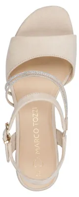 Produktbild von MARCO TOZZI Damen Sandale Knöchelriemen Strasssteine Vegan 2-28205-46, Größe:40 EU, Farbe:Beige