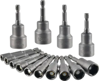 Produktbild von 14Stück Steckschlüsselsatz Stecknuss Adapter Set - 1/4 Zoll 6-19mm Steckschlüssel Magnetisch Sechskant Stecknuss Adapter, Bohrer Bitsatz Magnetisch Steckschlüsselsatz 1/4 Zoll Sechskant