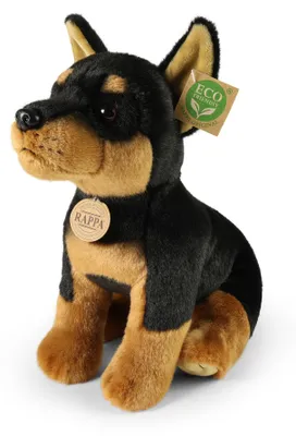 Produktbild von Kuscheltier Dobermann sitzend 30 cm schwarz/braun Plüschhund