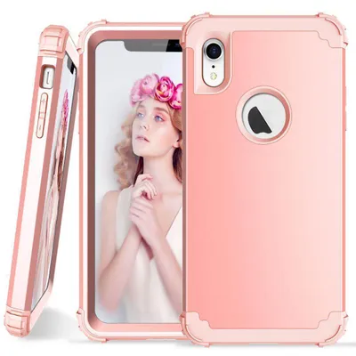 Obrázek produktu pro iPhone XR Pouzdro, 3 v 1 Hybridní Pevný PC TPU Silikon, Odolné proti nárazům Ochranné pouzdro pro iPhone XR Růžové zlato