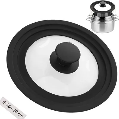 Image de Couvercle en silicone pour casseroles et poêles - Bord résistant à la chaleur - pour ustensiles de cuisine de 16/18/20 cm