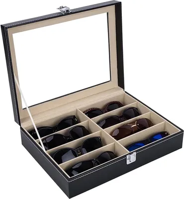 Produktbild von MODFU Brillenbox Brillenkoffer Brillenorganizer für 8 Brillen Aufbewahrung, Schwarz