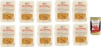 Produktbild von Rummo Radiatori N° 137 Pasta Lenta Lavorazione Teigwaren aus Hartweizengrieß Bronze-Zeichnung 10x 500g + Italian Gourmet polpa 400g