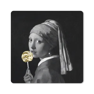 Produktbild von MuchoWow® Mauspad Mousepad Das Mädchen mit dem Perlenohrring - Vermeer - Süßigkeiten 20x20 cm - Mousepads - Maus Mat - Pad - Mausunterlage - Desk Mat - Bureauartikeln