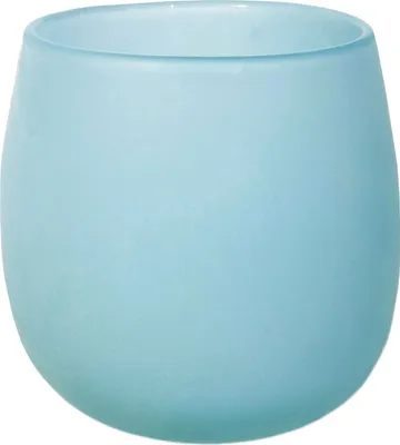 A light blue frosted glass pot.