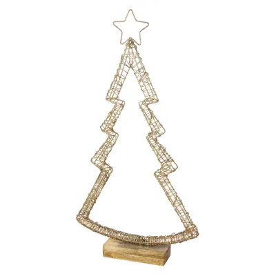 Immagine prodotto di Gilde Dekoobjekt, Dekoobjekt (LED), Tannenbaum, "Tanne", Aluminium, goldfarben, naturfarben, VE 1, L. 10 cm, B. 45 cm, H. 87 cm 55180