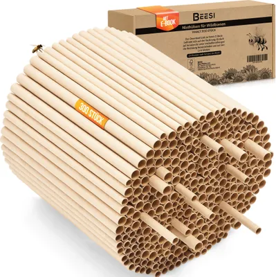 Produktbild von BEESI 300x Nisthülsen für Insektenhotel 15 cm lang Durchmesser 6 UND 8 mm gemischt inkl. E-Book für Insektenhotel