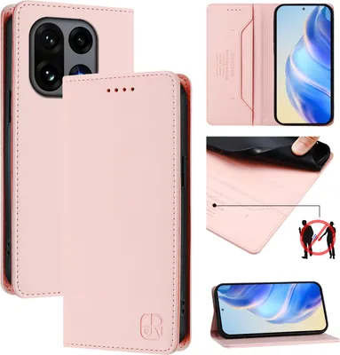 Obrázek produktu pro Kožené pouzdro pro OnePlus 15, flipové pouzdro s přihrádkami na karty, peněženkou a stojánkem Růžový
