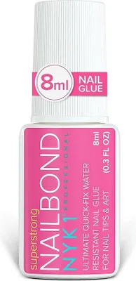 Image de Unyqoos® Colle à ongles extra forte avec pinceau de précision, 8 ml – Séchage rapide, antifongique, qualité professionnelle pour les ongles en acrylique et les faux ongles