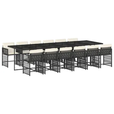 Image de vidaXL Ensemble de jardin 13 pièces avec coussins Noir Poly Rattan