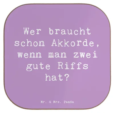 Produktbild von Mr. & Mrs. Panda Untersetzer für Gläser Spruch E-Gitarre Zwei Riffs - Lavendeltraum - Geschenk, Musiker, Musik, Coaster, Getränkeuntersetzer, Lernen, elektrische Gitarre