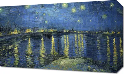 Obrázok produktu pre Obraz 50 x 30 cm Hviezdna noc nad Rhône, Van Gogh Vintage