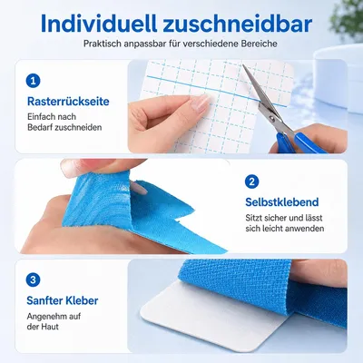 Produktbild von Hallux-Valgus Kinesiologie-Tapes,30 vorgefertigte Stücke,für Zehen und Füße,hautfreundlich,latexfrei,in Schwarz,Blau und Pink,ideal bei Hallux Valgus
