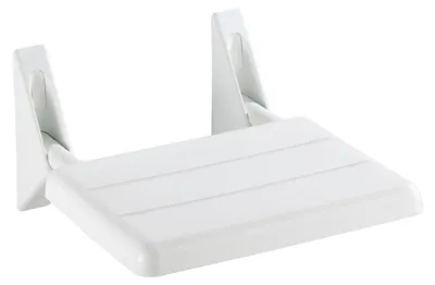Produktbild von Duschklappsitz Duschsitz Badezimmerstuhl - Belastbar bis 120 kg - Weiß Kunststoff und Aluminium - 35 x 19 x 36 cm - Klappbar für die Dusche