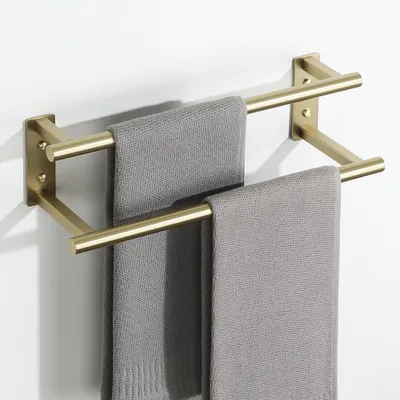 Produktbild von Goldene Handtuchhalter Wandmontage - Doppeltes Handtuchregal für Badezimmer
