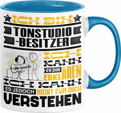 Produktbild von Tonstudio-Besitzer Geschenk Tasse Lustige Geschenkdiee für einen Tonstudio-Besitzer Geburtstag Ich Bin Tonstudio-Besitzer Ich Kann Es Dir Erklären Aber Nicht Für Dich Verstehen (Blau)