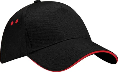 Produktbild von Beechfield Uni Baseballkappe Ultimate (2 Stück/Packung) RW6700 (Einheitsgröße) (Schwarz/Rot)