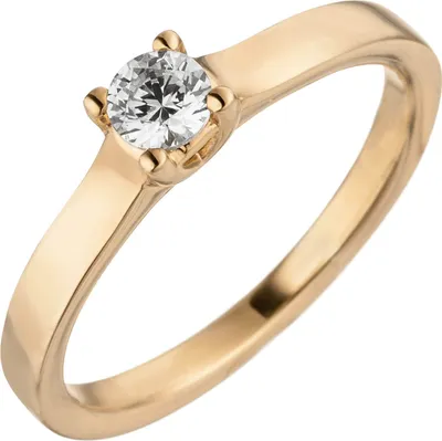 Produktbild von Ring Solitär Damenring mit Diamant Brillant, schlicht, 585 Gold Rotgold Rosegold Innenumfang 54mm  Ø17.2mm