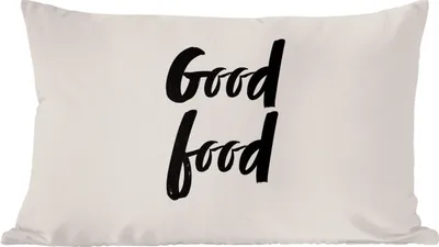 Produktbild von MuchoWow® Zierkissen Sofakissen Wohnzimmer Dekokissen 60x40 cm Sprichwörter - Essen - Kochen - Gutes Essen - Zitate - Gutes Essen - Kopfkissen - Polster mit Foto