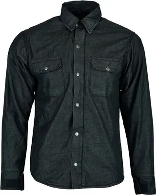 Produktbild von BULLDT Herren Motorradhemd Jeansjacke Jeanshemd Motorradjacke Futter aus Aramid-Polyamid-Fasern mit Protektoren, Größe:50/M, Farbe:Schwarz
