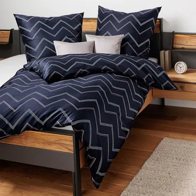Produktbild von Janine Mako-Satin Bettwäsche J.D. 87118 155x200 cm + 80x80 cm nachtschattenblau