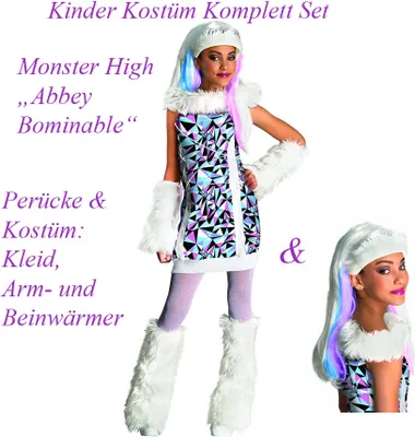 Produktbild von Monster High Abbey Bominable Kostüm & Perücke Kinder # Gr. M / 122-128 (5-7 J.)