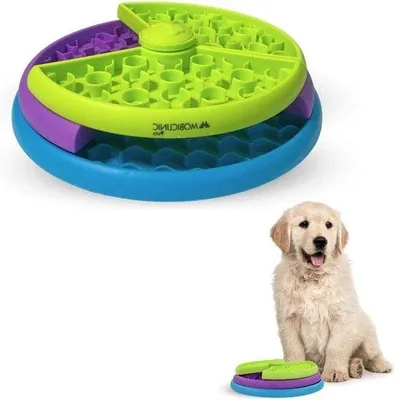 Produktbild von Interaktives Futterspiel für Hunde, 3 Drehniveaus, Antirutsch, 26x26x7,5cm, Mentale Stimulation