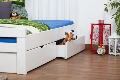 Produktbild von Weißes Buche Stauraumbett 160 x 200 cm Weiß